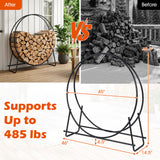 45" Round Firewood Rack with Heavy-Duty Metal Frame