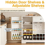 47.2 Inch Sideboard Cabinet with Door Shelves and 10-Bottle Wine Rack-White