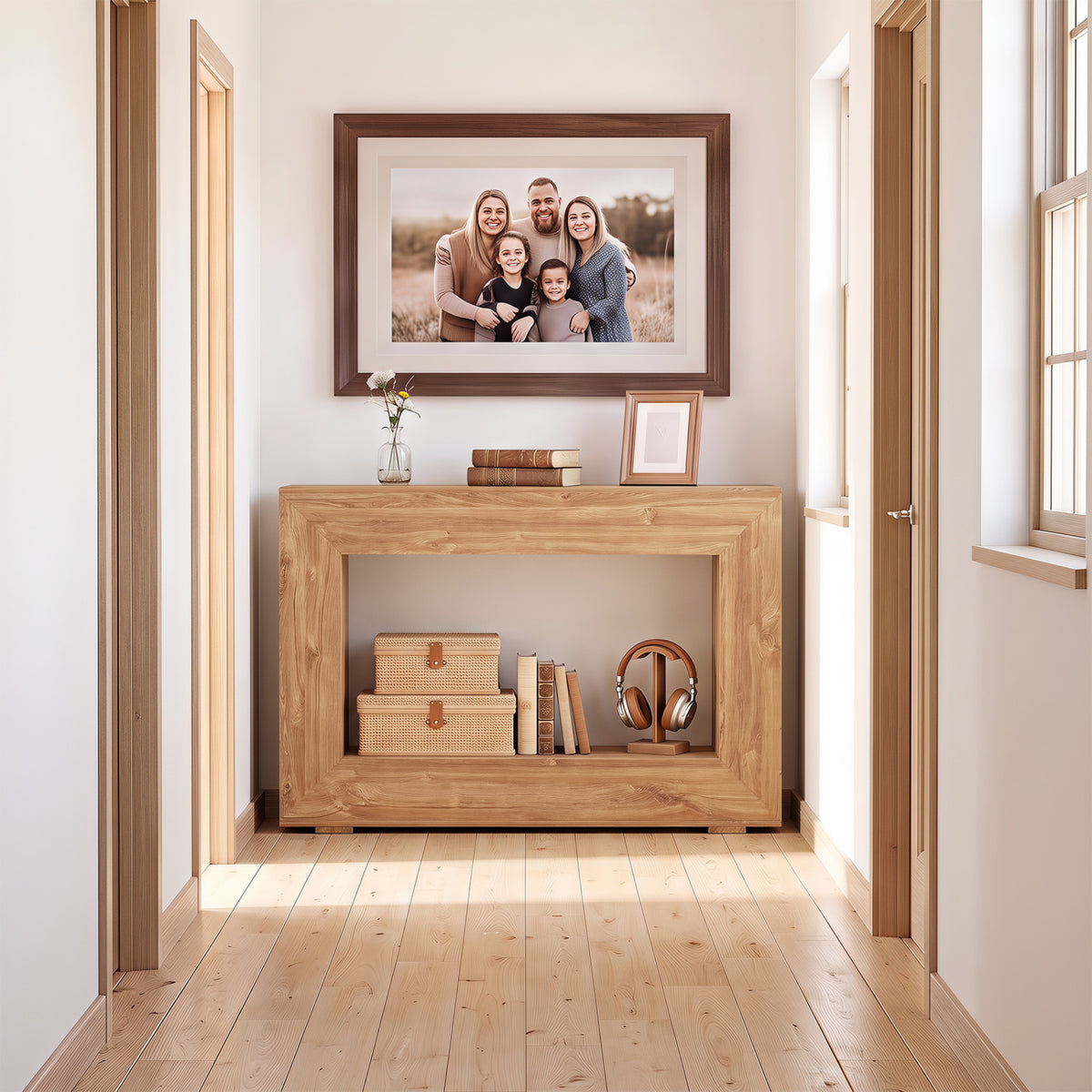 47" 2-Tier Farmhouse Console Table with Open Storage Shelf for Living Room