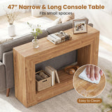47" 2-Tier Farmhouse Console Table with Open Storage Shelf for Living Room