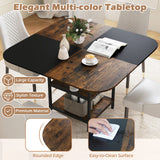 47.5 inch Modern Dining Table  Square Kitchen Table with Mix-colored Tabletop