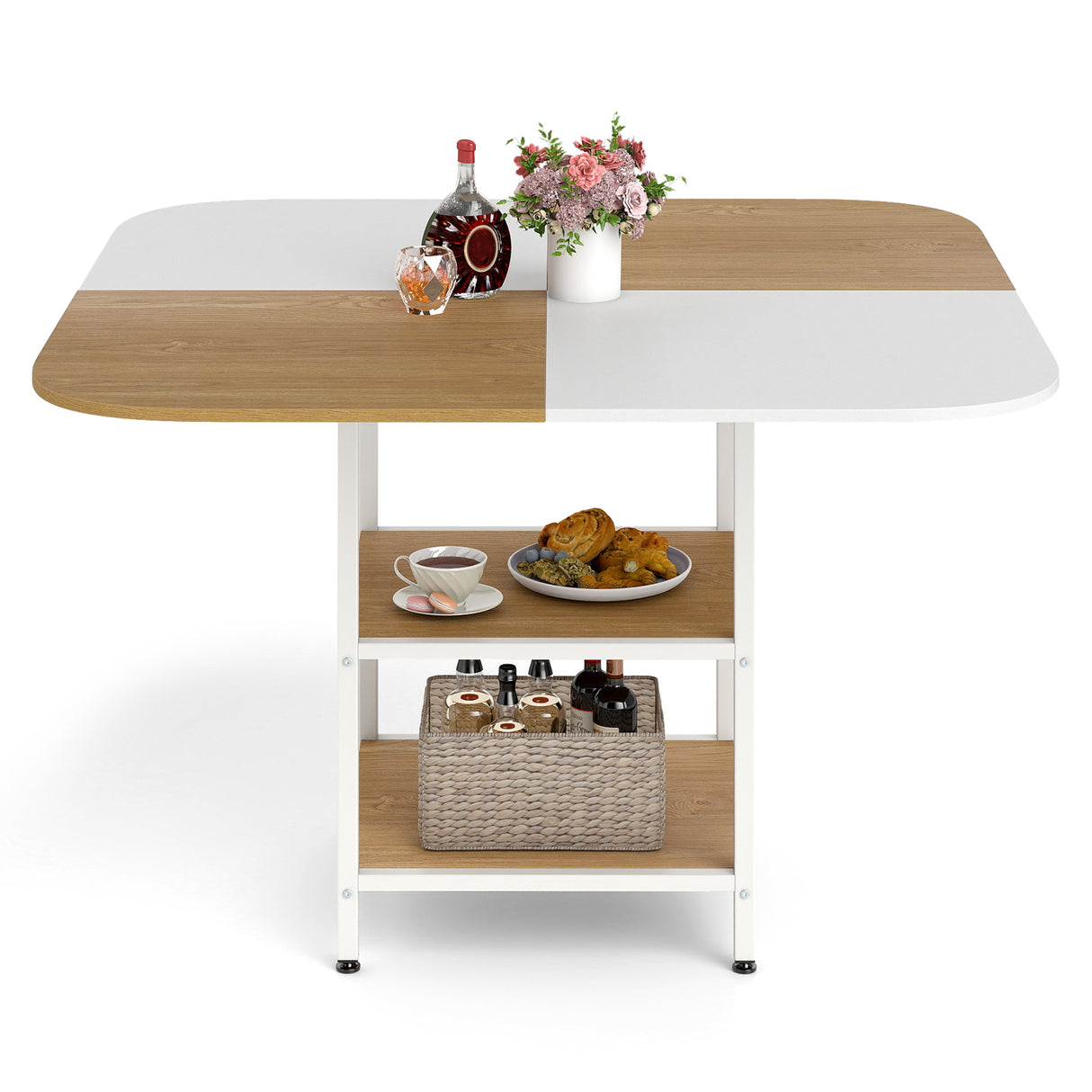 47.5 inch Modern Dining Table  Square Kitchen Table with Mix-colored Tabletop