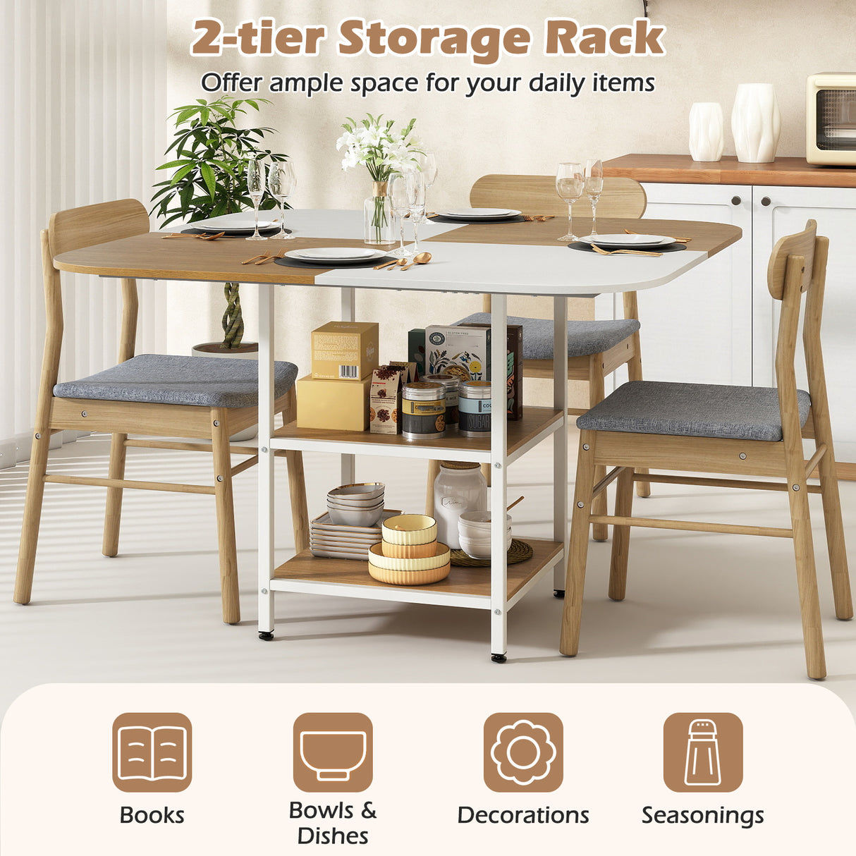 47.5 inch Modern Dining Table  Square Kitchen Table with Mix-colored Tabletop