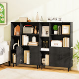 4 Inch Floor Bookshelf with 5 Open Compartments and Storage Cabinet-Black