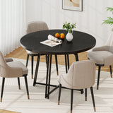 47 Inch Dining Table for 4-6 People Round Kitchen Table with Cross Base