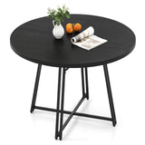 47 Inch Dining Table for 4-6 People Round Kitchen Table with Cross Base