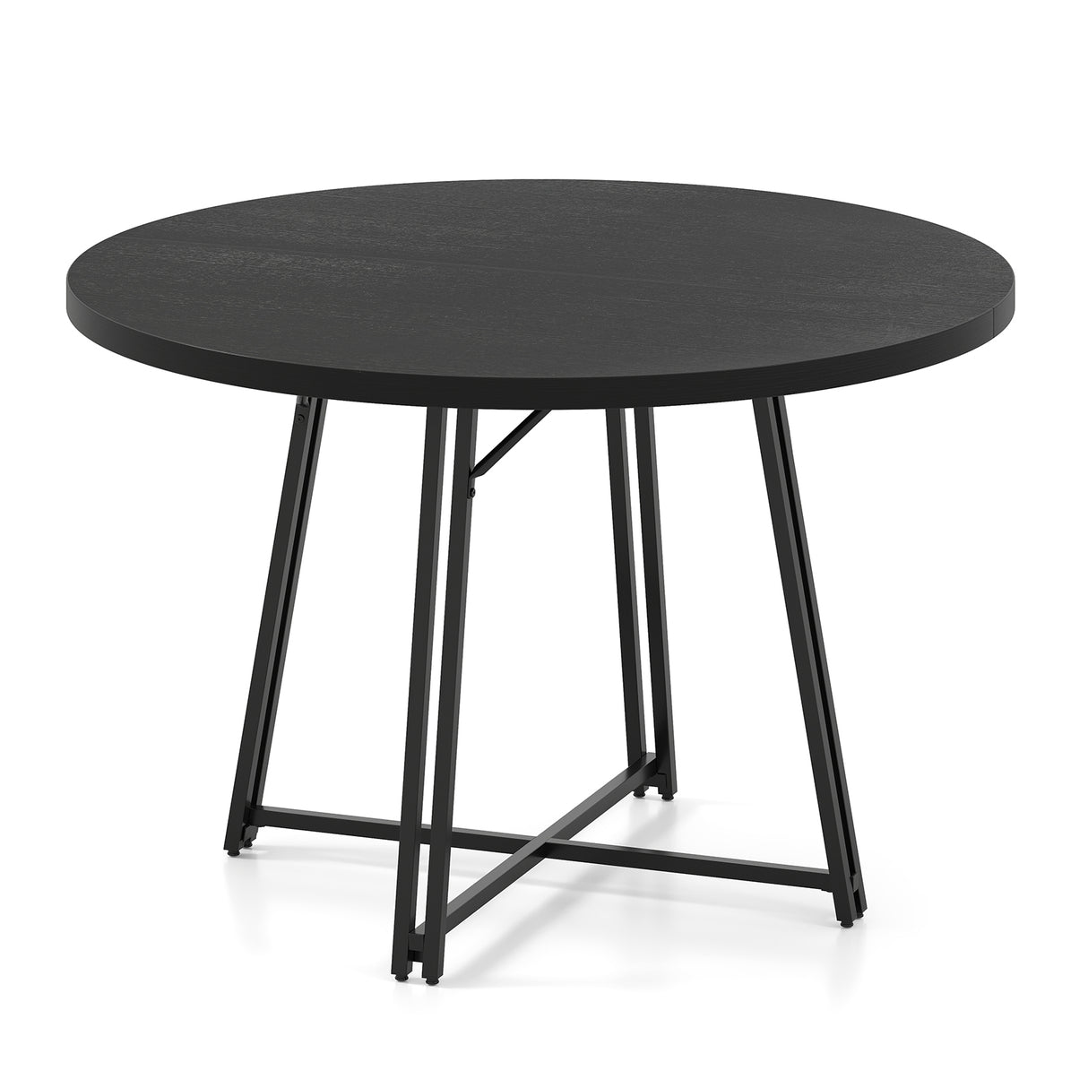 47 Inch Dining Table for 4-6 People Round Kitchen Table with Cross Base