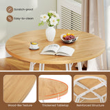 47 Inch Dining Table for 4-6 People Round Kitchen Table with Cross Base