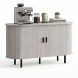 Fluted Sideboard Buffet Cabinet with Tambour Sliding Doors and Metal Legs
