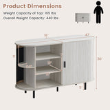 Fluted Sideboard Buffet Cabinet with Tambour Sliding Doors and Metal Legs