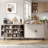 Fluted Sideboard Buffet Cabinet with Tambour Sliding Doors and Metal Legs