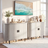 Fluted Sideboard Buffet Cabinet with Tambour Sliding Doors and Metal Legs