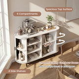 Fluted Sideboard Buffet Cabinet with Tambour Sliding Doors and Metal Legs