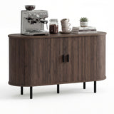 Fluted Sideboard Buffet Cabinet with Tambour Sliding Doors and Metal Legs