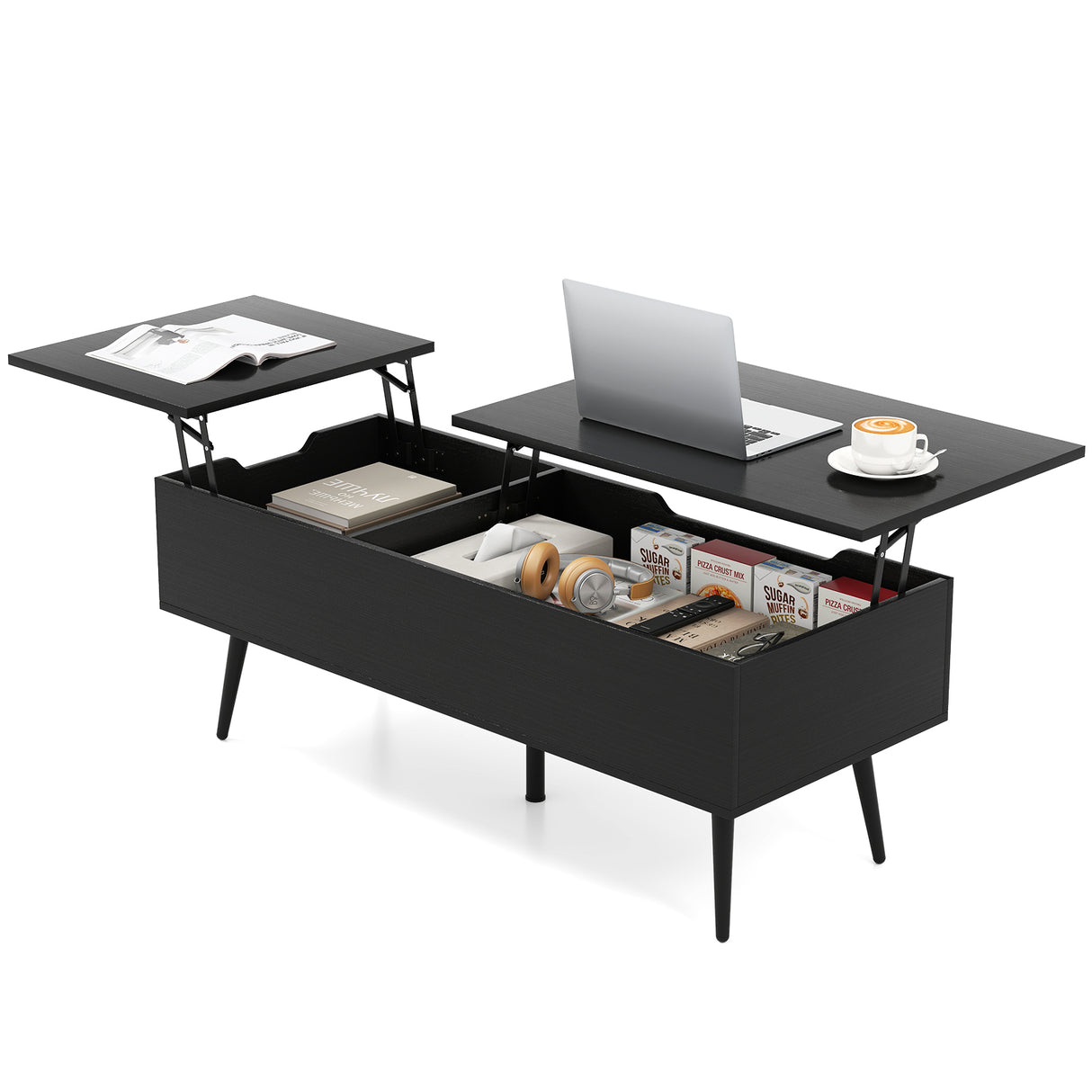47 Inch Lift Top Coffee Table with 2 Hidden Compartments