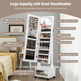 47 Inch Lockable Jewelry Cabinet Armoire with 3-Color LED Lights