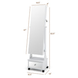 47 Inch Lockable Jewelry Cabinet Armoire with 3-Color LED Lights