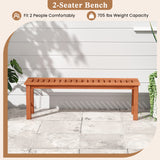 47 Inch Patio Wood Bench with Slatted Seat 2-Person