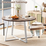 Round Dining Table with Stable X-shaped Base and Round Thickened Tabletop