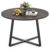 Round Dining Table with Stable X-shaped Base and Round Thickened Tabletop