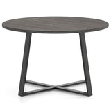 Round Dining Table with Stable X-shaped Base and Round Thickened Tabletop