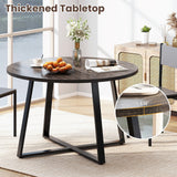 Round Dining Table with Stable X-shaped Base and Round Thickened Tabletop