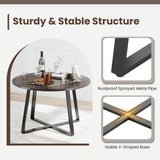 Round Dining Table with Stable X-shaped Base and Round Thickened Tabletop