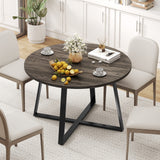 Round Dining Table with Stable X-shaped Base and Round Thickened Tabletop