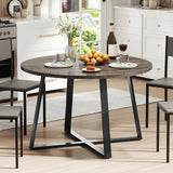 Round Dining Table with Stable X-shaped Base and Round Thickened Tabletop