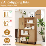 Storage Cabinet Freestanding Bookcase with 2 Doors and 4 Open Shelves