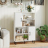 Storage Cabinet Freestanding Bookcase with 2 Doors and 4 Open Shelves
