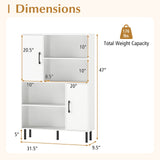 Storage Cabinet Freestanding Bookcase with 2 Doors and 4 Open Shelves