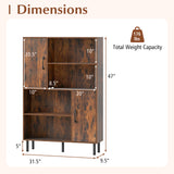 Storage Cabinet Freestanding Bookcase with 2 Doors and 4 Open Shelves