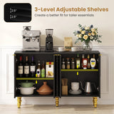 47" Sideboard Buffet Cabinet with 4 Chevron Fluted Doors & Anti-Toppling Devices for Kitchen