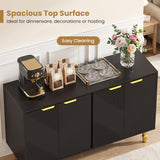 47" Sideboard Buffet Cabinet with 4 Chevron Fluted Doors & Anti-Toppling Devices for Kitchen