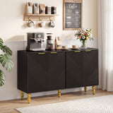 47" Sideboard Buffet Cabinet with 4 Chevron Fluted Doors & Anti-Toppling Devices for Kitchen
