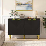 47" Sideboard Buffet Cabinet with 4 Chevron Fluted Doors & Anti-Toppling Devices for Kitchen