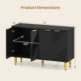 47" Sideboard Buffet Cabinet with 4 Chevron Fluted Doors & Anti-Toppling Devices for Kitchen