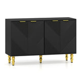 47" Sideboard Buffet Cabinet with 4 Chevron Fluted Doors & Anti-Toppling Devices for Kitchen