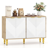 47" Sideboard Buffet Cabinet with 4 Chevron Fluted Doors & Anti-Toppling Devices for Kitchen