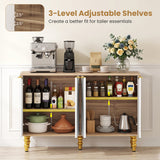 47" Sideboard Buffet Cabinet with 4 Chevron Fluted Doors & Anti-Toppling Devices for Kitchen