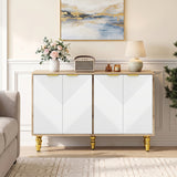47" Sideboard Buffet Cabinet with 4 Chevron Fluted Doors & Anti-Toppling Devices for Kitchen