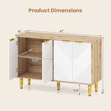 47" Sideboard Buffet Cabinet with 4 Chevron Fluted Doors & Anti-Toppling Devices for Kitchen