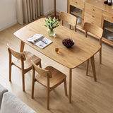 47" Solid Wood Dining Table for 4 People with Rounded Edges-Natural
