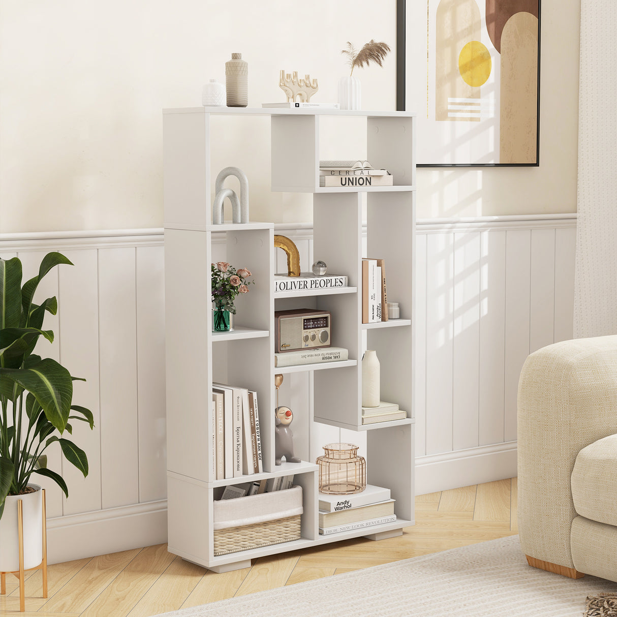 47-Inch Tall Bookshelf for Home Office Living Room