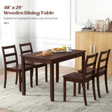 48-Inch Wooden Dining Table for 4 People Rectangular Kitchen Table with Rubber Wood Legs