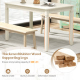 48-Inch Wooden Dining Table for 4 People Rectangular Kitchen Table with Rubber Wood Legs