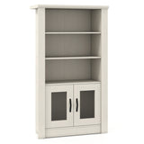 48.5" Modern Bookcase 4-Tier with 2 Translucent Fluted Doors and Anti-Tipping Kits-White