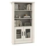 48.5" Modern Bookcase 4-Tier with 2 Translucent Fluted Doors and Anti-Tipping Kits-White