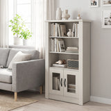 48.5" Modern Bookcase 4-Tier with 2 Translucent Fluted Doors and Anti-Tipping Kits-White
